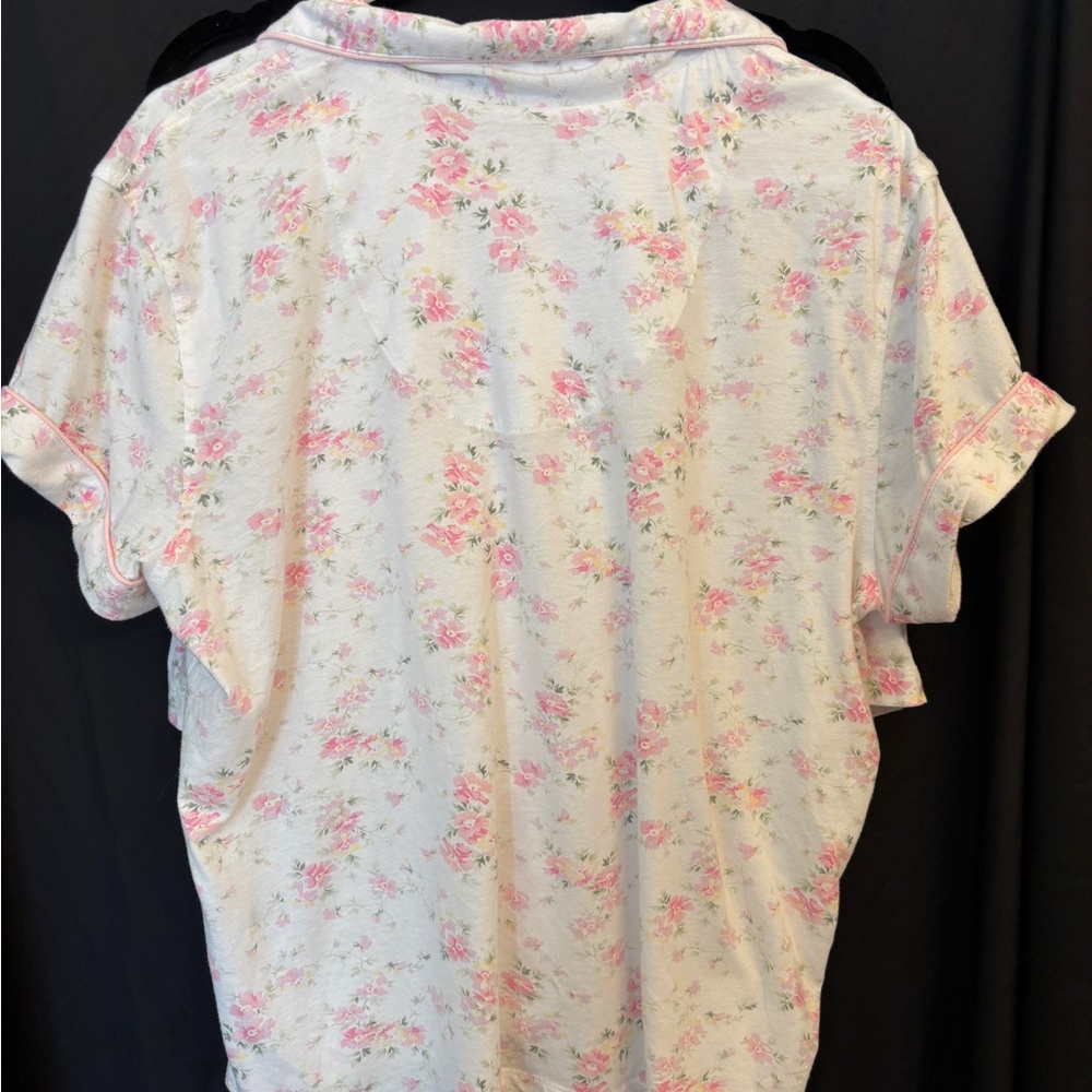 Lauren Ralph Lauren Ivory & Pink Floral Pajama Set Women’s XL Knit Button Up - Picture 3 of 13